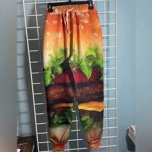 Men’s Graphic Jogging Pants- Hamburger Size Small